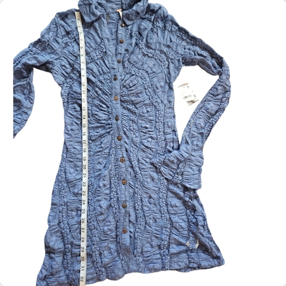 Free People Women's Shayla Lace Long sleeves Button Front Mini Casual Boho Dress - Picture 10 of 12